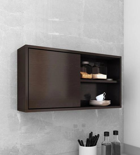 Wall Mount Sliding Door Kitchen Cabinet In Wenge Color - product media